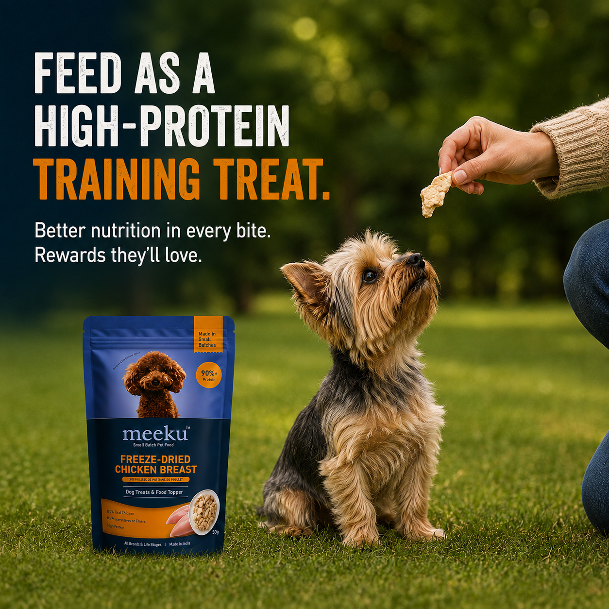 Meeku’s Freeze-Dried Chicken Breast for Dogs — 100% Real Chicken, Nothing Else | 50g